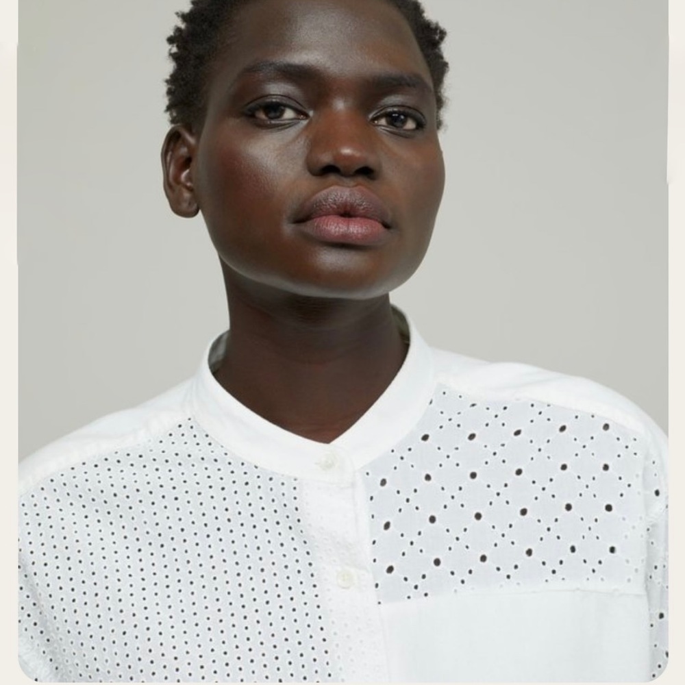 Closed, Nwot Eyelet Patchwork Button Down. White,… - image 4